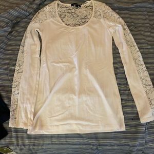 White long sleeve with lace pattern